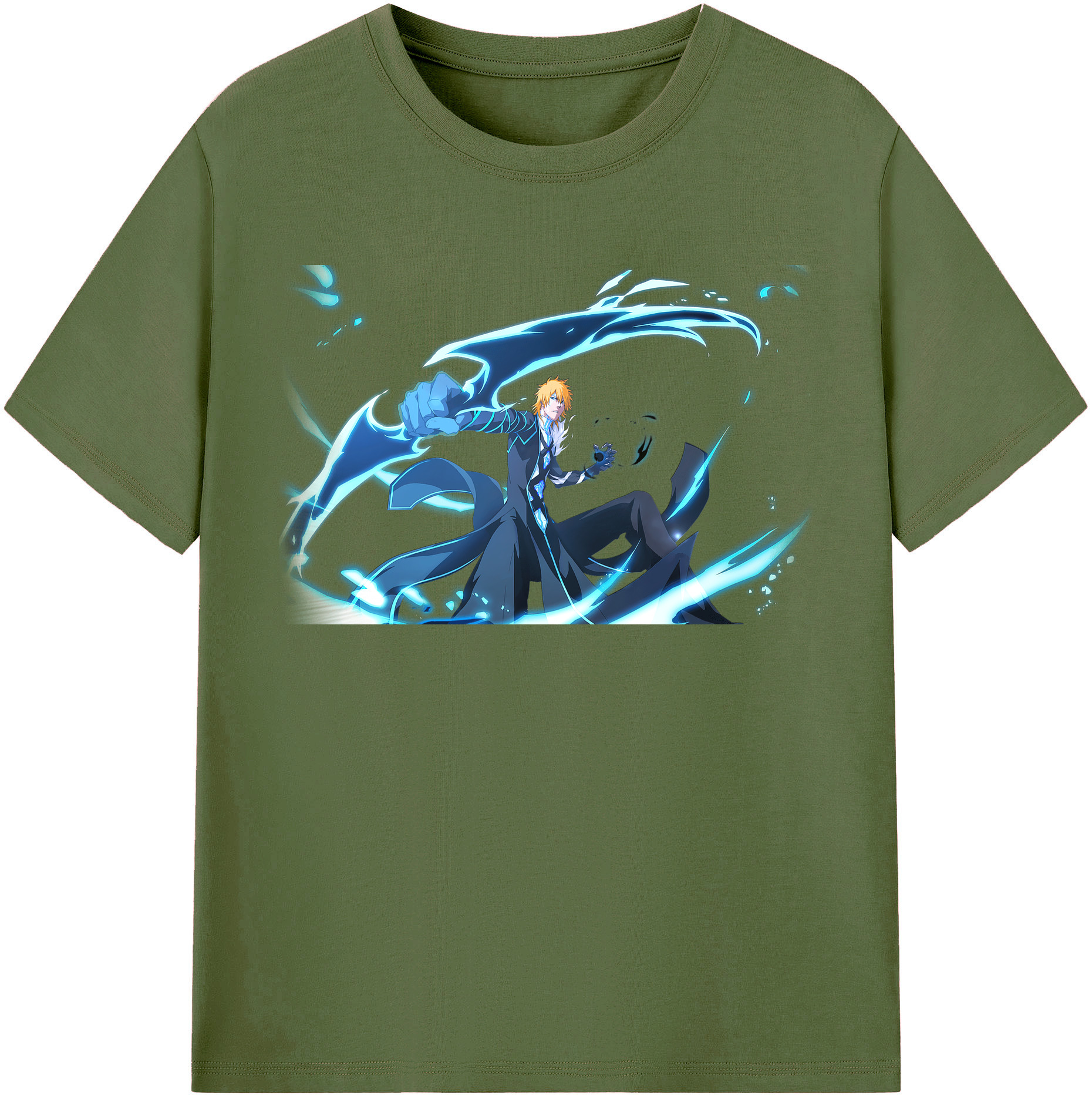 （画像用） ブリーチ 黒崎一護（くろさき いちご）BLEACH Kurosaki Ichigo 綿100％半袖Tシャツ（フロントプリント）